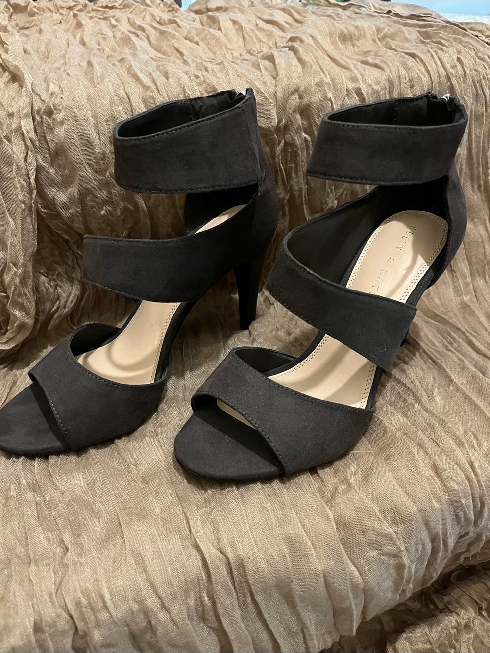 Kelly & Katie Chocolate Brown Multi-Strap Open-Toe High Heels